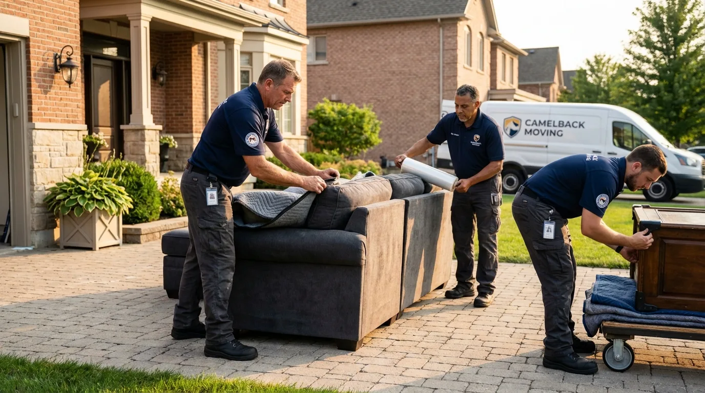 Large estate moving crew wrapping furniture in Durand, MI