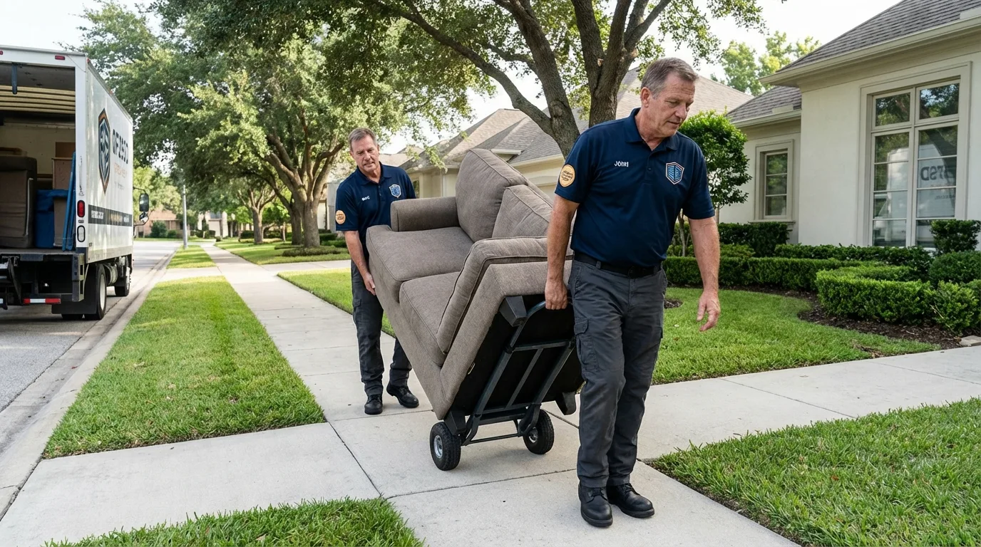 Local residential moving crew loading furniture in Durand, MI